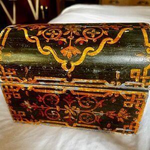 Vintage distressed painted wood storage box